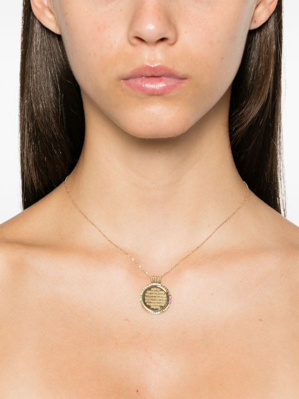 Browns Kamushki 18K Yellow Gold Ayut Al Kursi Big Diamond And Emerald Necklace | Browns Fine Necklaces