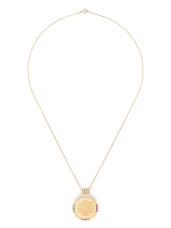browns Kamushki 18K Yellow Gold Ayut Al Kursi Big Diamond And Emerald Necklace | Browns Fine Necklaces