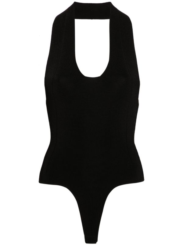 browns KHAITE Black Halterneck High Cut Bodysuit | Browns Vests & Tank Tops