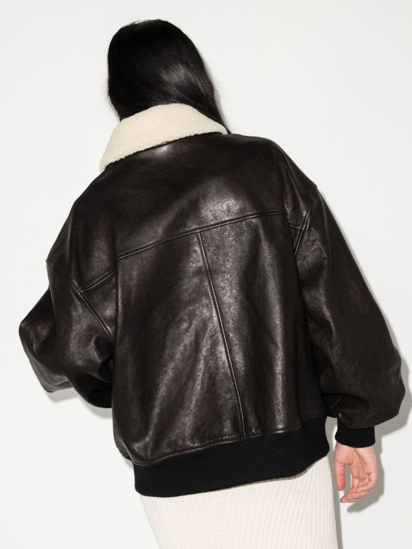 Browns KHAITE Black The Shellar Leather Jacket | Browns Leather Jackets