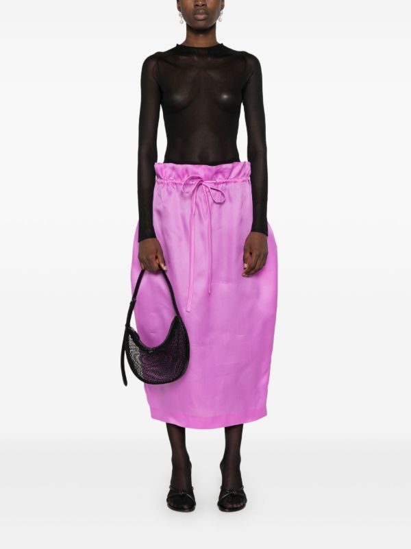 Browns KHAITE Purple Paperbag-Waist Silk Skirt | Browns High-Waisted Skirts