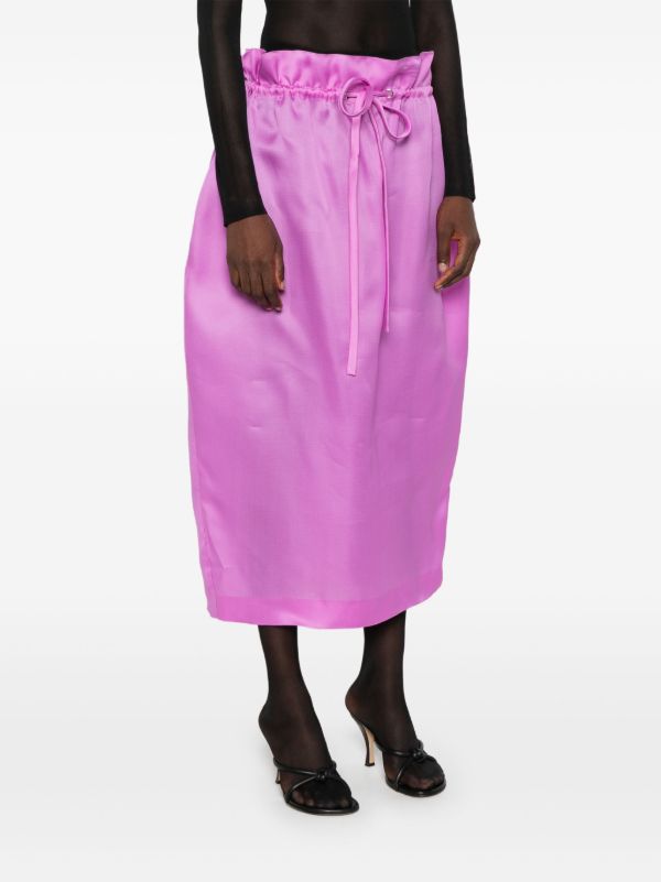 Browns KHAITE Purple Paperbag-Waist Silk Skirt | Browns High-Waisted Skirts