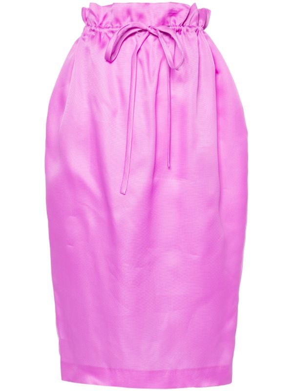 browns KHAITE Purple Paperbag-Waist Silk Skirt | Browns High-Waisted Skirts