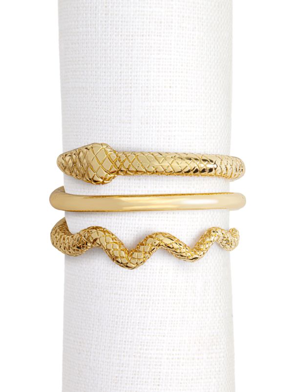 Browns L'Objet Gold-Tone Snake Napkin Ring Set | Browns Kitchen Accessories