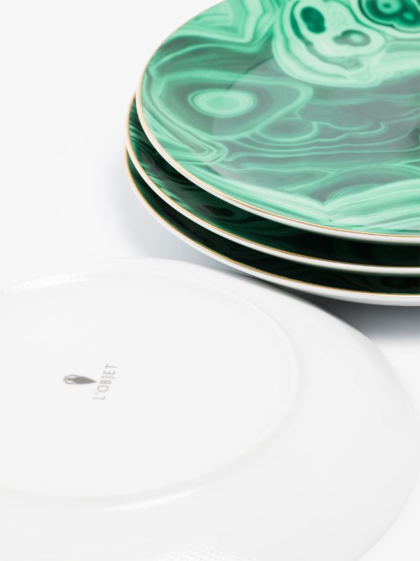 Browns L'Objet Green Malachite Dessert Plate Set | Browns Plates & Bowls