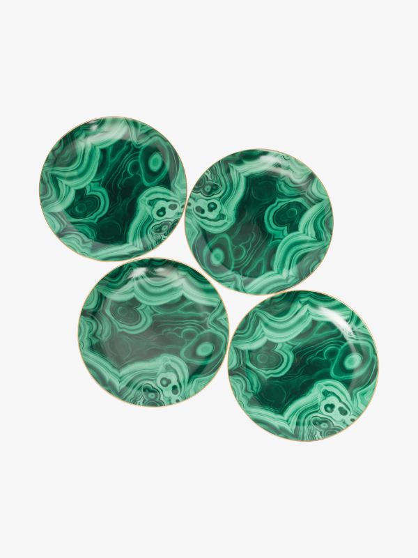 browns L'Objet Green Malachite dessert plate set | Browns Plates & Bowls