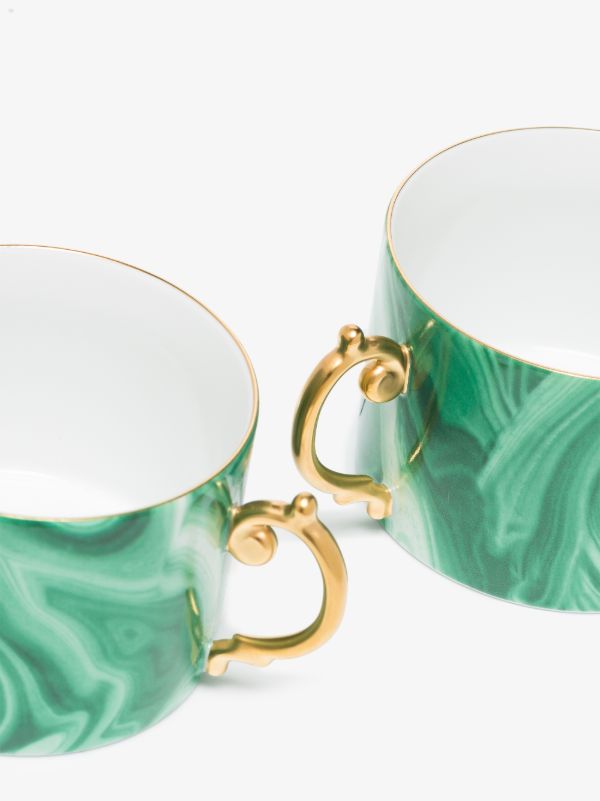 Browns L'Objet Green Malachite Tea Cup And Saucer Set | Browns Cups & Tea Sets