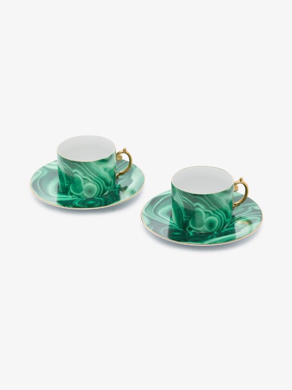browns L'Objet Green Malachite Tea Cup and Saucer Set | Browns Cups & Tea Sets