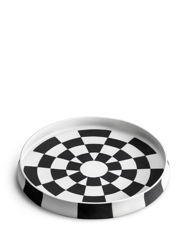 Browns L'Objet White Damier Porcelain Platter | Browns Plates & Bowls