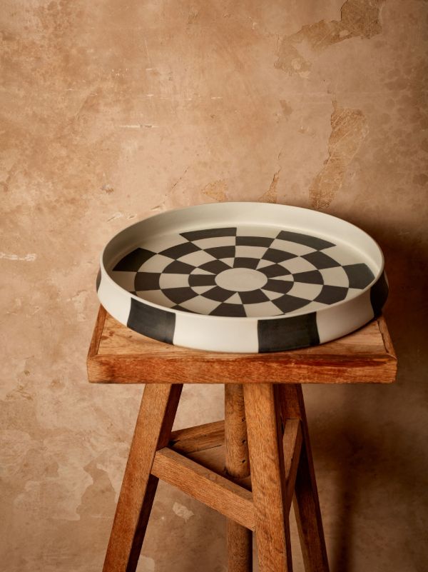 Browns L'Objet White Damier Porcelain Platter | Browns Plates & Bowls