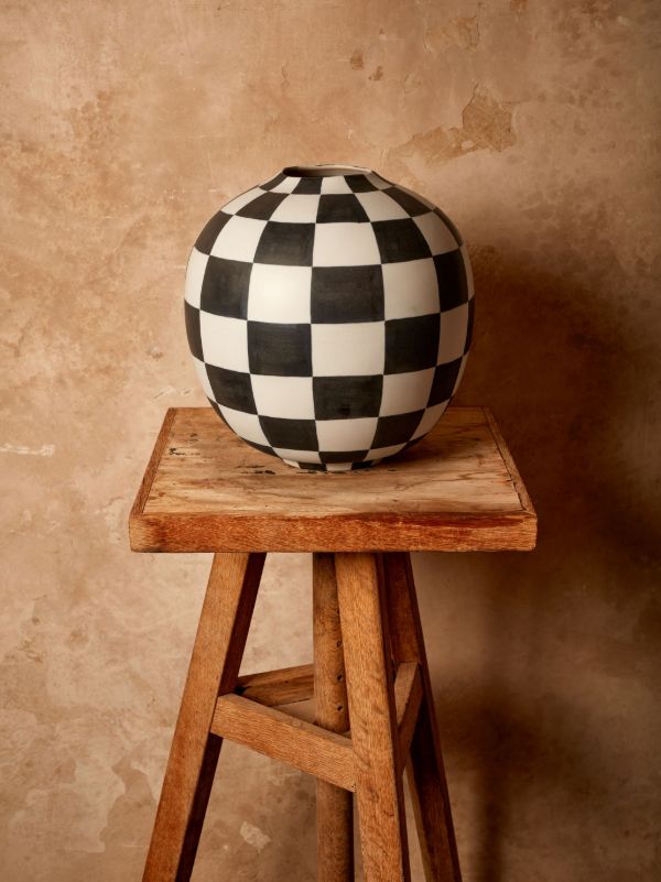 Browns L'Objet White Damier Porcelain Vase | Browns Vases