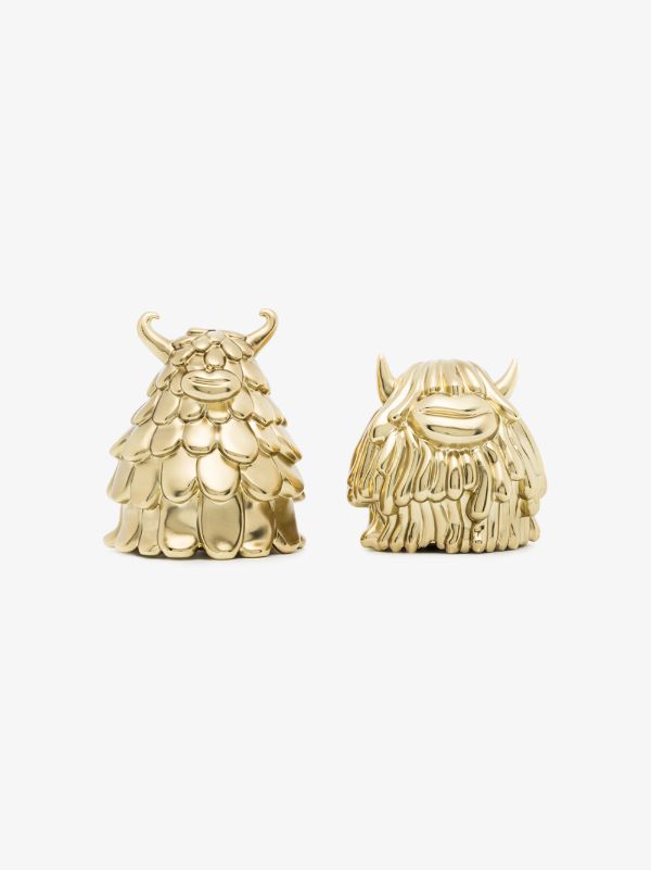 browns L'Objet X Haas Brothers gold tone Niki and Simon salt and pepper shakers | Browns Kitchen Accessories