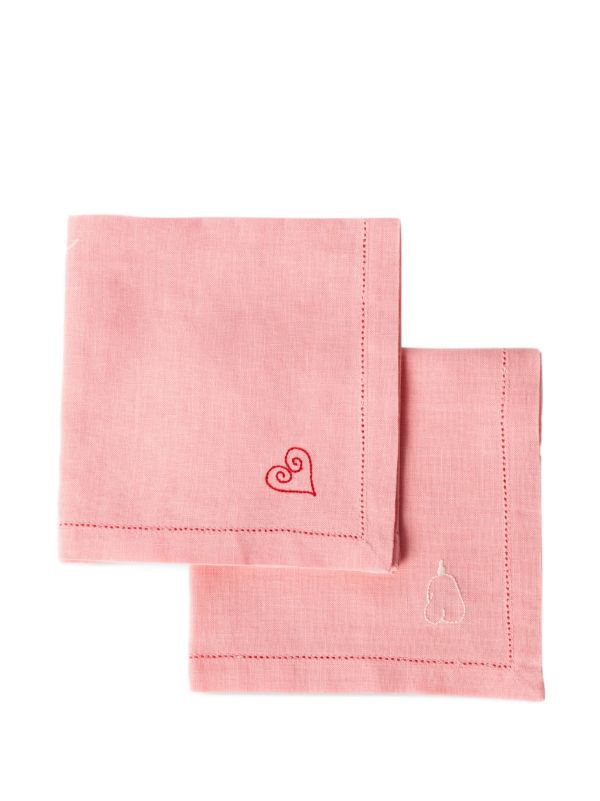 Browns LAETITIA ROUGET Heart-embroidered Napkins (set Of Four) | Browns Table Linen