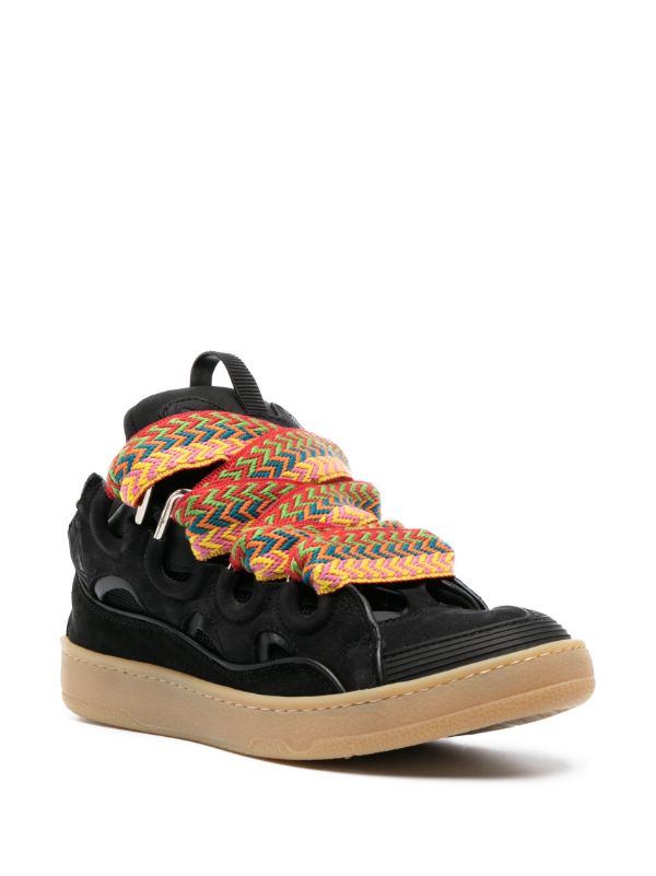 Browns Lanvin Black Curb Suede Sneakers | Browns Low-Tops