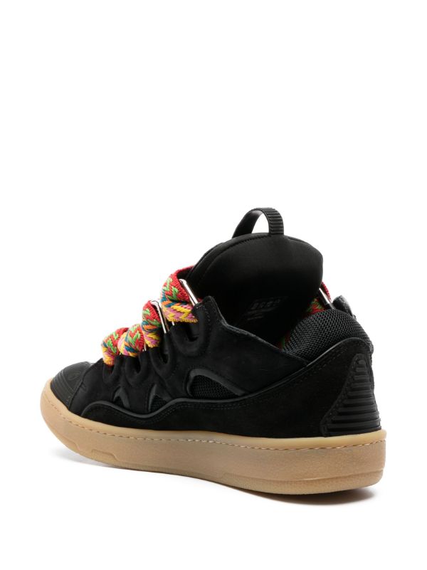 Browns Lanvin Black Curb Suede Sneakers | Browns Low-Tops