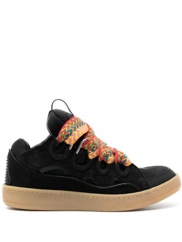 browns Lanvin Black Curb Suede Sneakers | Browns Low-Tops