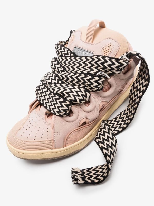 Browns Lanvin Pink Curb Leather Sneakers | Browns Low-Tops