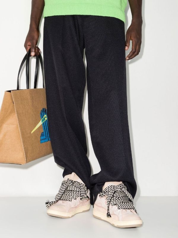 Browns Lanvin Pink Curb Leather Sneakers | Browns Low-Tops