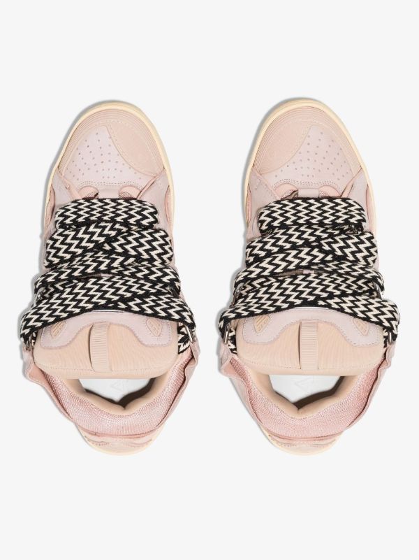 Browns Lanvin Pink Curb Leather Sneakers | Browns Low-Tops
