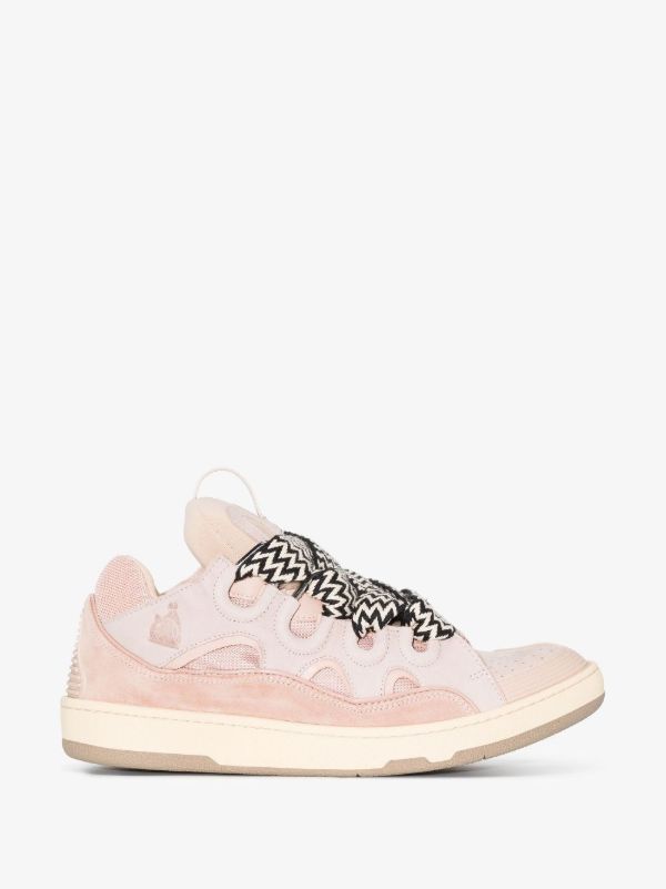 browns Lanvin pink Curb leather sneakers | Browns Low-Tops
