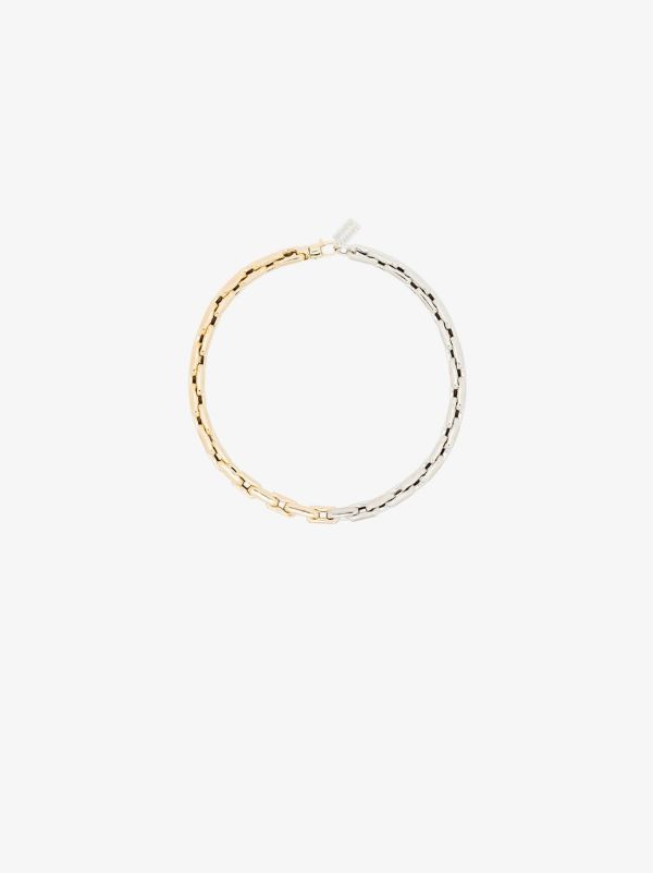 browns Lauren Rubinski 14K yellow and white gold medium square link necklace | Browns Necklaces