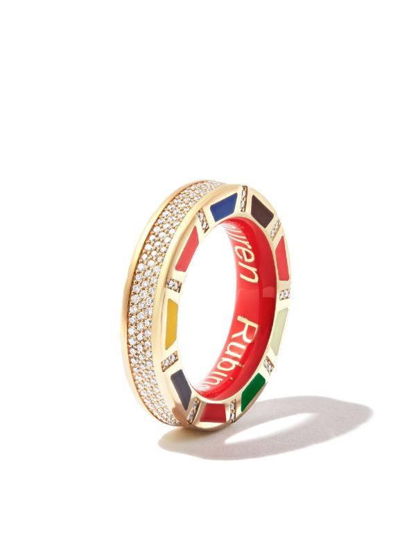 Browns Lauren Rubinski 14K Yellow Gold Diamond Enamel Ring | Browns Fine Rings