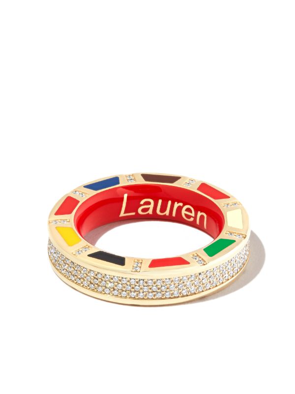 browns Lauren Rubinski 14K yellow gold diamond enamel ring | Browns Fine Rings