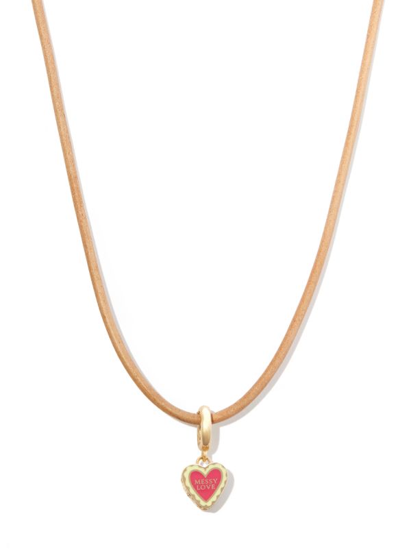 browns Lauren Rubinski 14K yellow gold Messy Heart pendant necklace | Browns Fine Necklaces