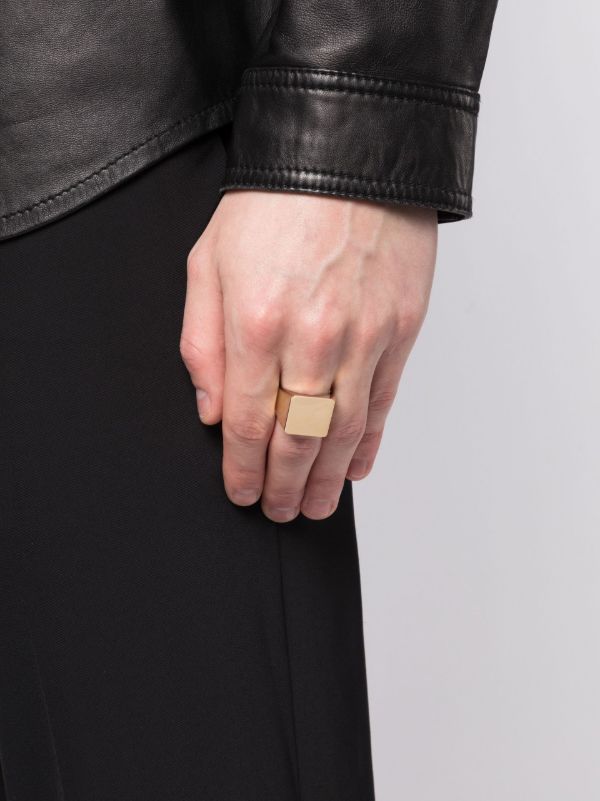 Browns Lauren Rubinski 9K White Gold Engraved Logo Ring | Browns Rings