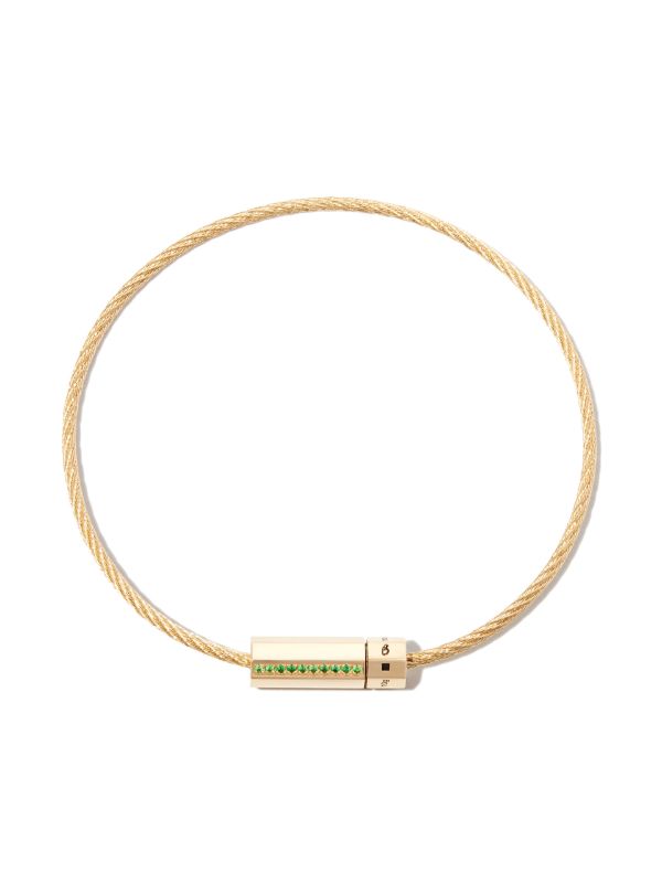 browns Le Gramme 18K yellow gold le 10g polished tsavorite cable bracelet | Browns Bracelets