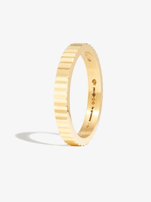 Browns Le Gramme 18K Yellow Gold Le 4g Vertical Guilloché Polished Ring | Browns Rings