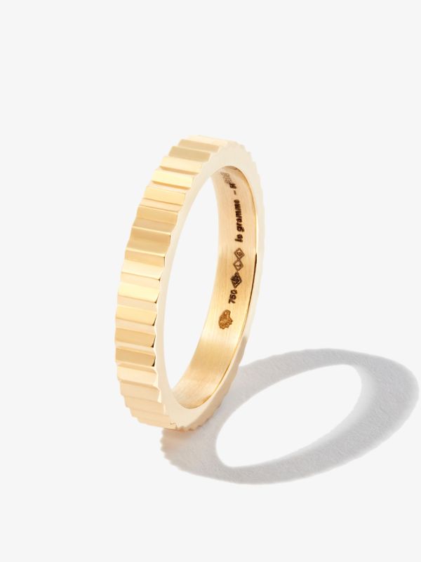 Browns Le Gramme 18K Yellow Gold Le 4g Vertical Guilloché Polished Ring | Browns Rings