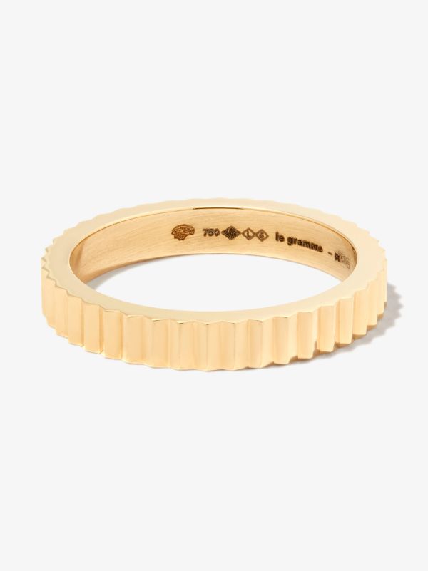 browns Le Gramme 18K Yellow Gold Le 4g Vertical Guilloché Polished Ring | Browns Rings