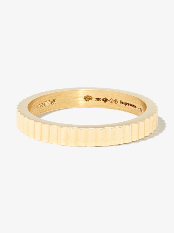 browns Le Gramme 18K yellow gold Le 4g Vertical Guilloché polished ring | Browns Rings