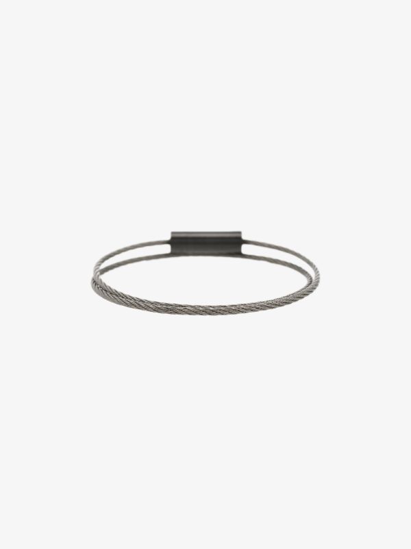 Browns Le Gramme Silver Tone Le 7g Brushed Ceramic Double Cable Bracelet | Browns Bracelets