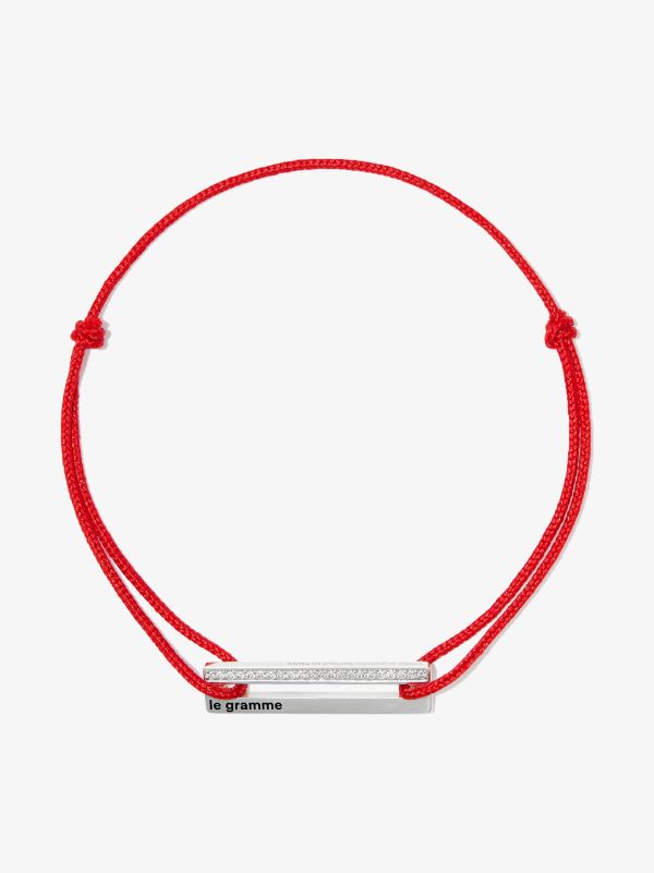 browns Le Gramme Sterling Silver 1.7g Crystal Embellished Cord Bracelet | Browns Bracelets