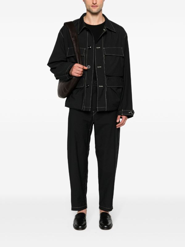 Browns LEMAIRE Black Belted Tapered-Leg Trousers | Browns Tapered Pants