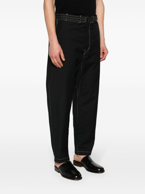 Browns LEMAIRE Black Belted Tapered-Leg Trousers | Browns Tapered Pants
