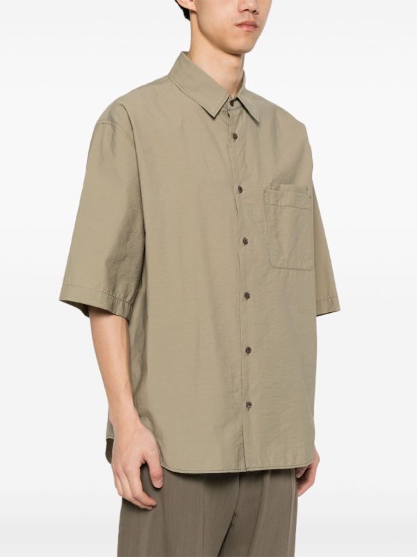 Browns LEMAIRE Green Short-Sleeve Cotton Shirt | Browns Shirts