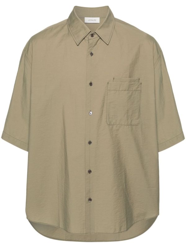 browns LEMAIRE Green Short-Sleeve Cotton Shirt | Browns Shirts