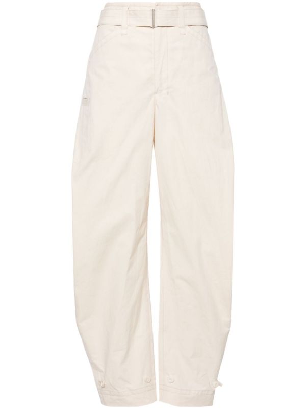 browns LEMAIRE Neutral Belted Tapered-Leg Trousers | Browns Tapered Pants