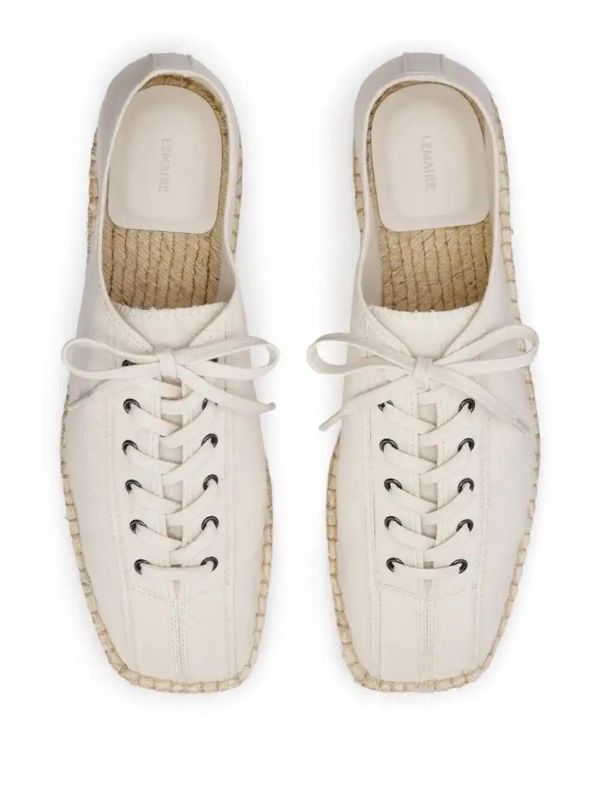 Browns LEMAIRE White Cotton Lace-Up Espadrilles | Browns Espadrilles