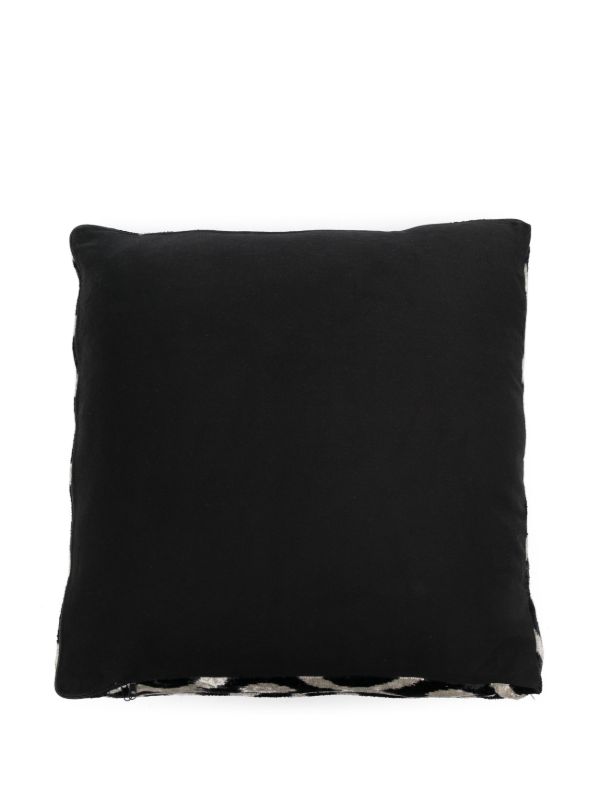 Browns Les-Ottomans Black And Neutral Graphic Print Velvet Floor Cushion | Browns Cushions