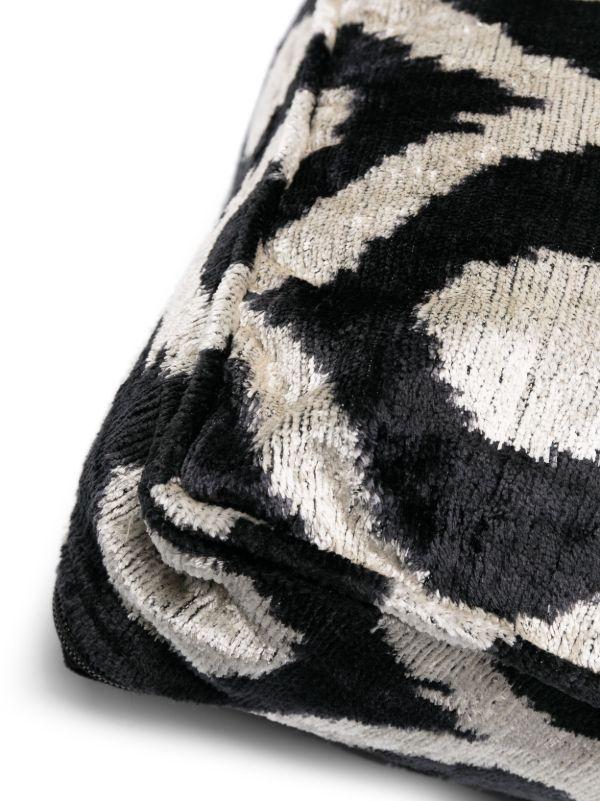 Browns Les-Ottomans Black And Neutral Graphic Print Velvet Floor Cushion | Browns Cushions