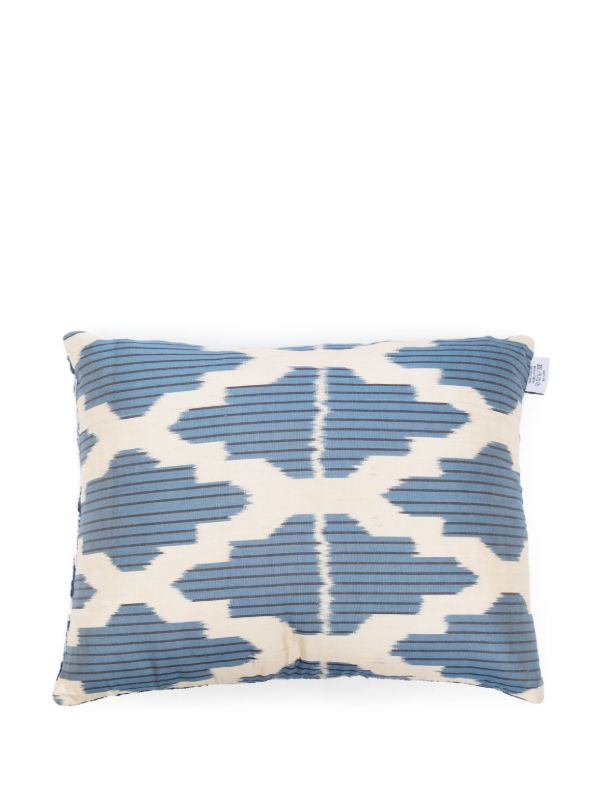 Browns Les-Ottomans Blue Abstract-Print Silk Velvet Cushion | Browns Cushions