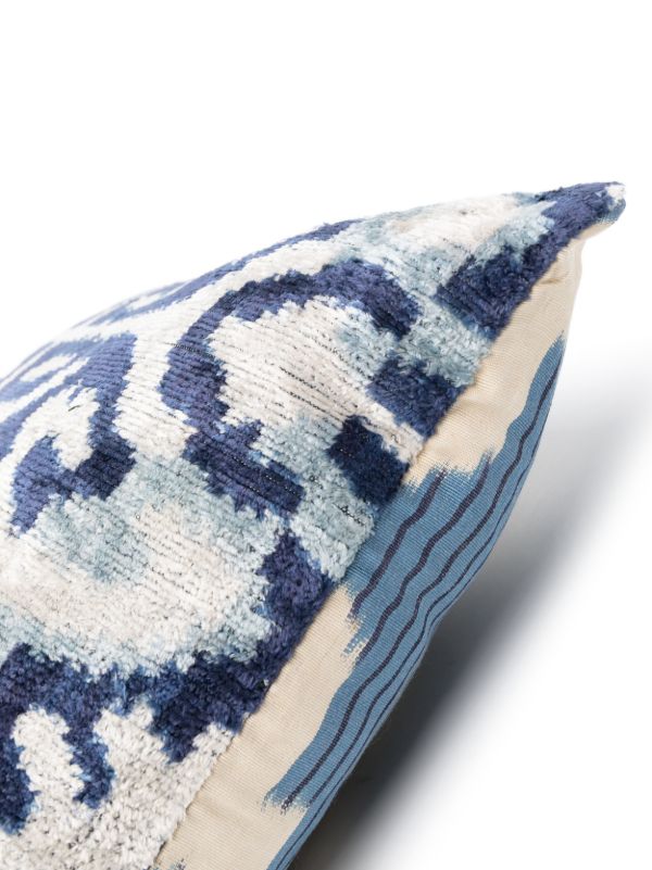 Browns Les-Ottomans Blue Abstract-Print Silk Velvet Cushion | Browns Cushions