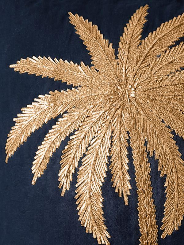 Browns Les-Ottomans Blue Palm-embroidered Linen Cushion | Browns Cushions