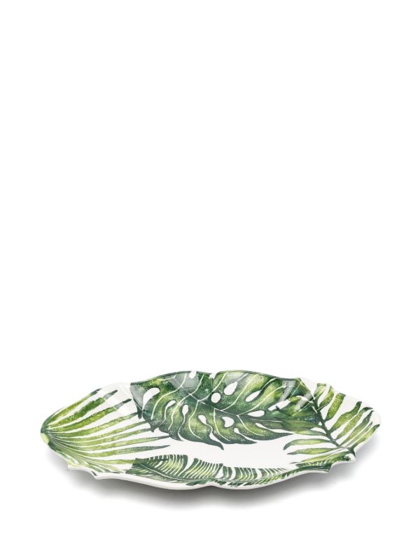 Browns Les-Ottomans Green Leaves Ceramic Tray | Browns Plates & Bowls