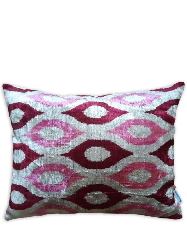 browns Les-Ottomans grey ikat-print velvet cushion | Browns Cushions