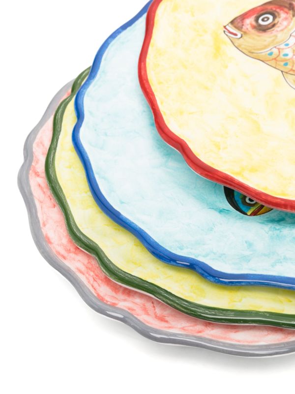 Browns Les-Ottomans Multicolour Fish Collection Ceramic Dinner Plate Set | Browns Plates & Bowls